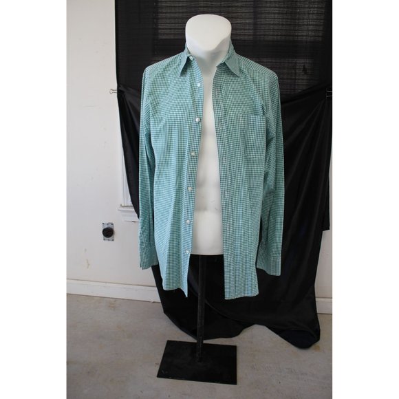 Sonoma/ Polo long sleeved/(Size M)/Green and White Gingham - Picture 1 of 11